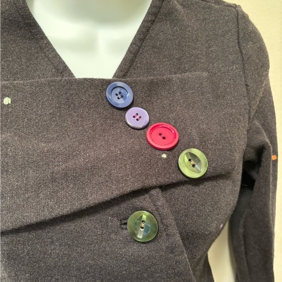 VTG Kimberly 100% Wool Union Made Cropped Blazer Jacket XS LS Colorful Buttons - Picture 7 of 8